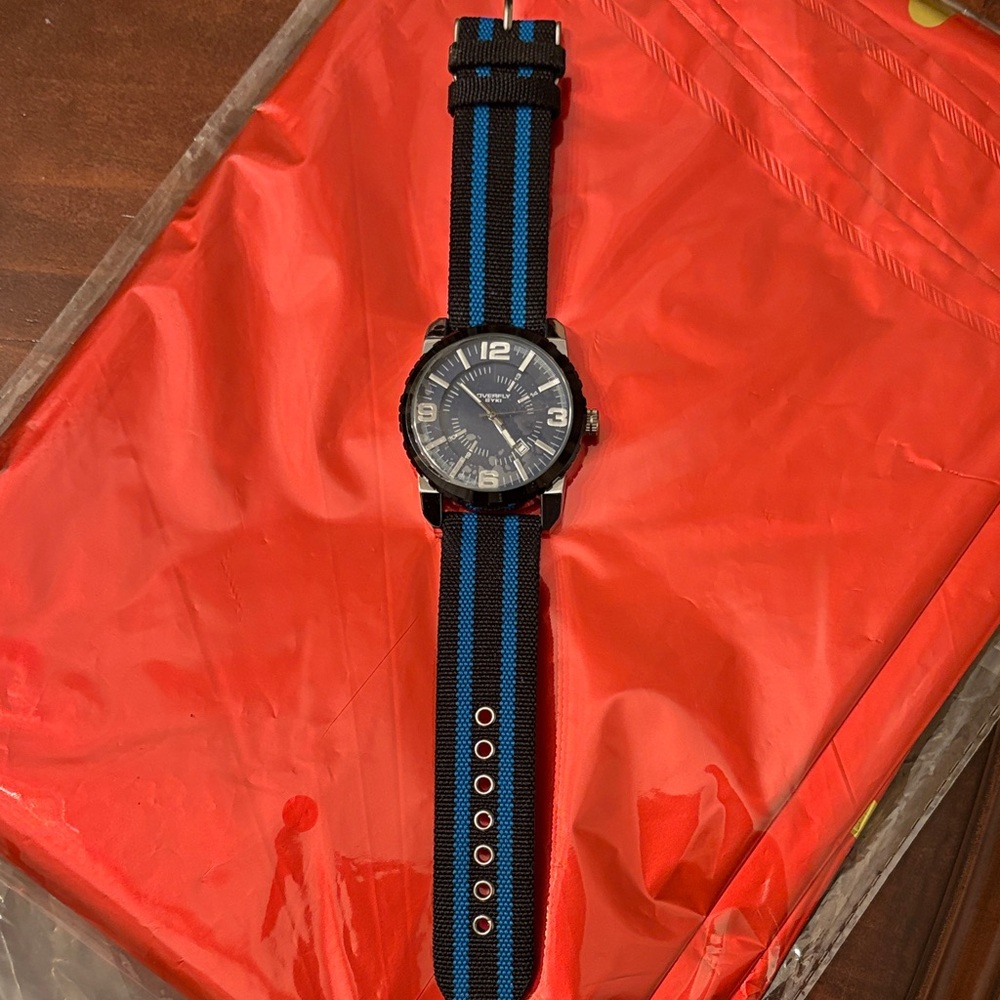 Black and Blue Striped Watch
